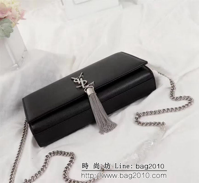 YSL聖羅蘭 原版魚子醬牛皮 翻蓋式 金色鏈條包 26702-1 YAS1345